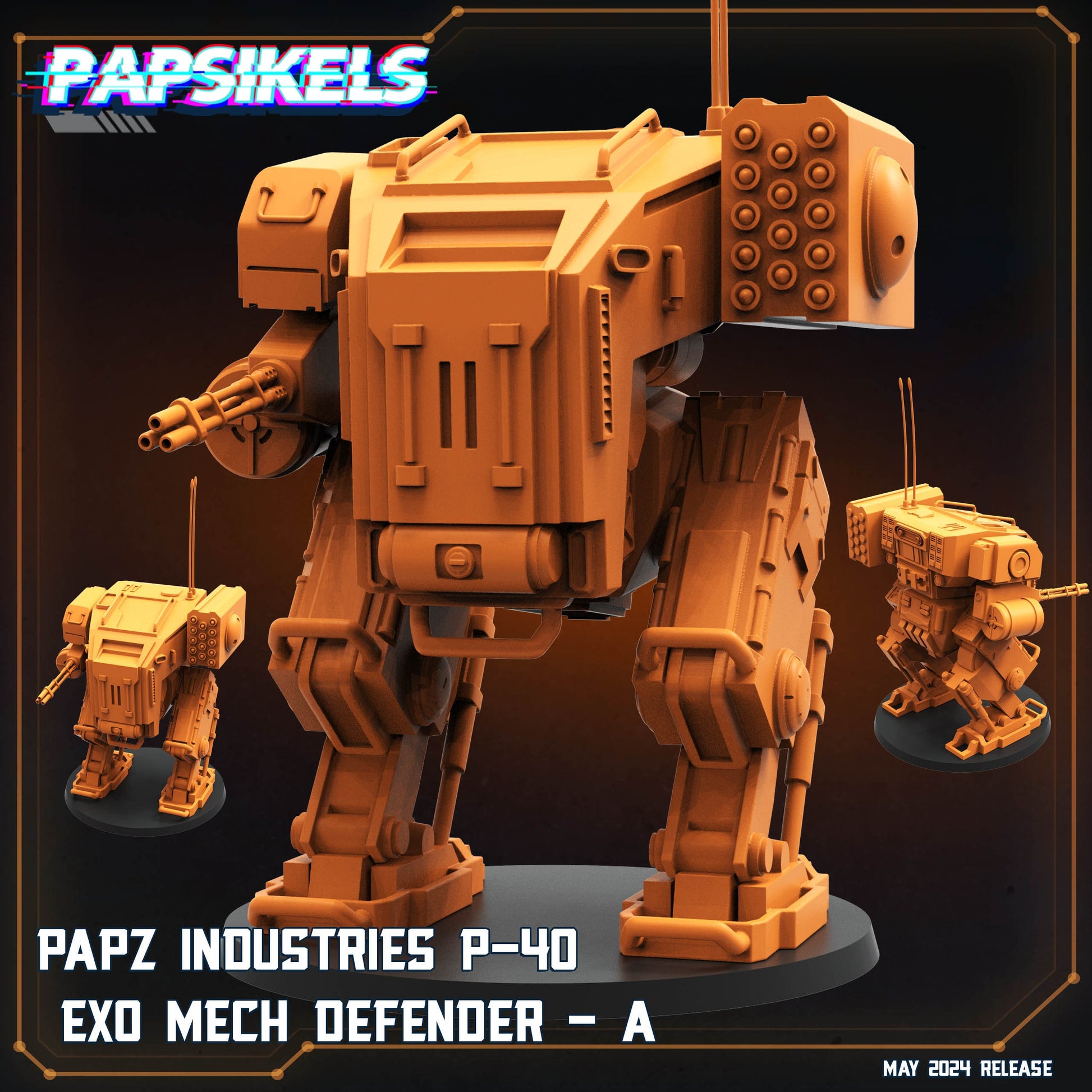 p-40 Exo Mech - Resin Miniature - Tabletop miniature - Fantasy Miniature - 32mm - D&D - Sci-fi Miniature - Papsikel
