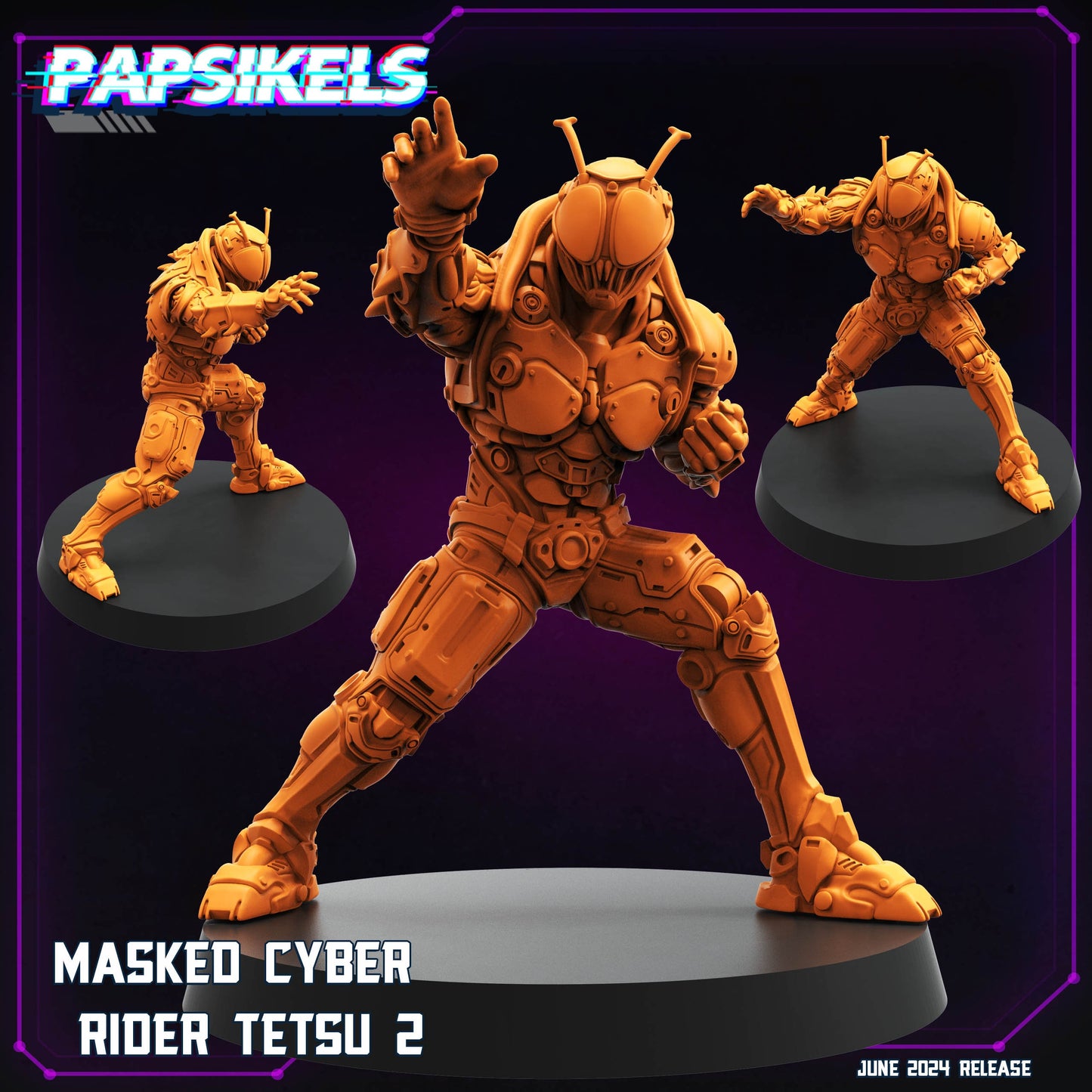 Masked Cyber Rider - Resin Miniature - Tabletop miniature - Fantasy Miniature - 32mm - D&D - Sci-fi Miniature - Papsikel