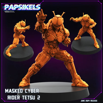 Masked Cyber Rider - Resin Miniature - Tabletop miniature - Fantasy Miniature - 32mm - D&D - Sci-fi Miniature - Papsikel