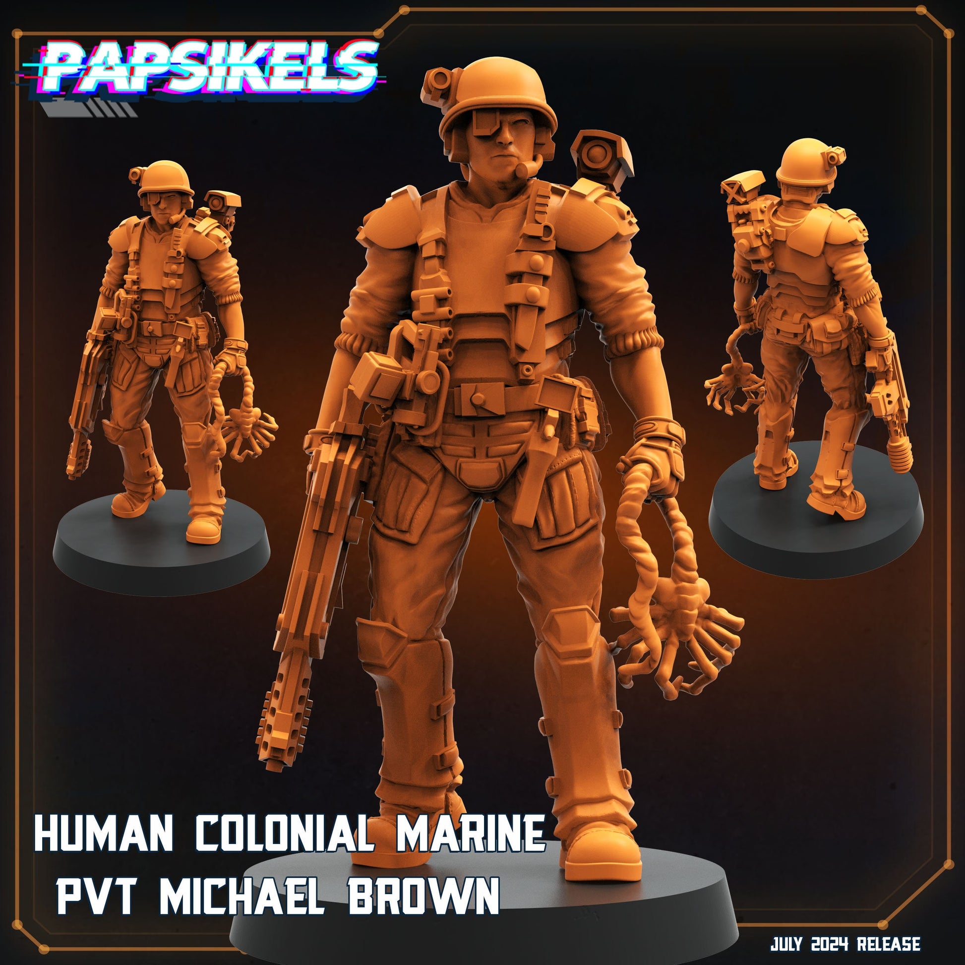 Human Colonial Marines - Resin Miniature - Tabletop miniature - Fantasy Miniature - 32mm - D&D - Sci-fi Miniature- Papsikel