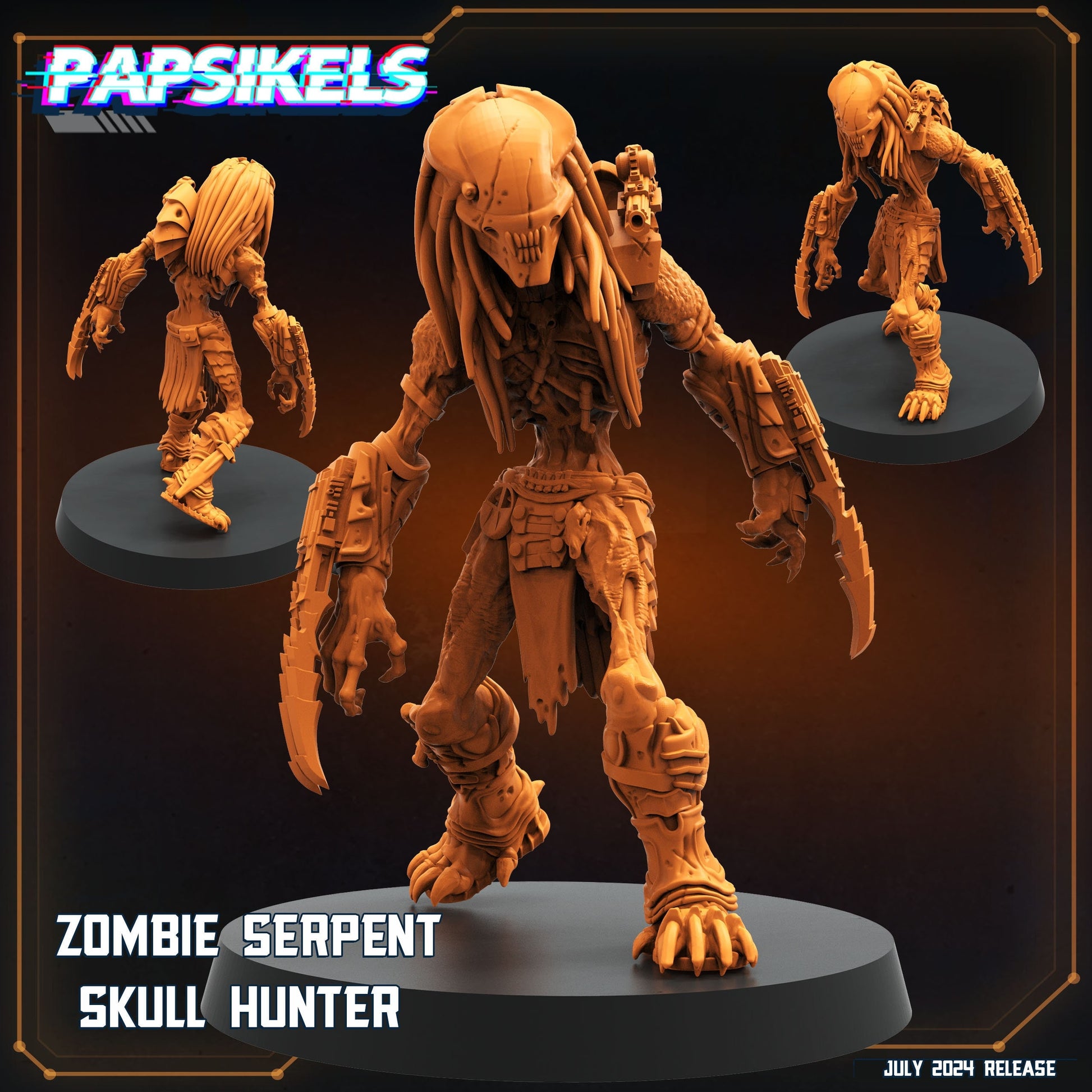 Zombie serpent skull hunter - Resin Miniature - Tabletop miniature - Fantasy Miniature - 32mm - D&D - Sci-fi Miniature- Papsikel
