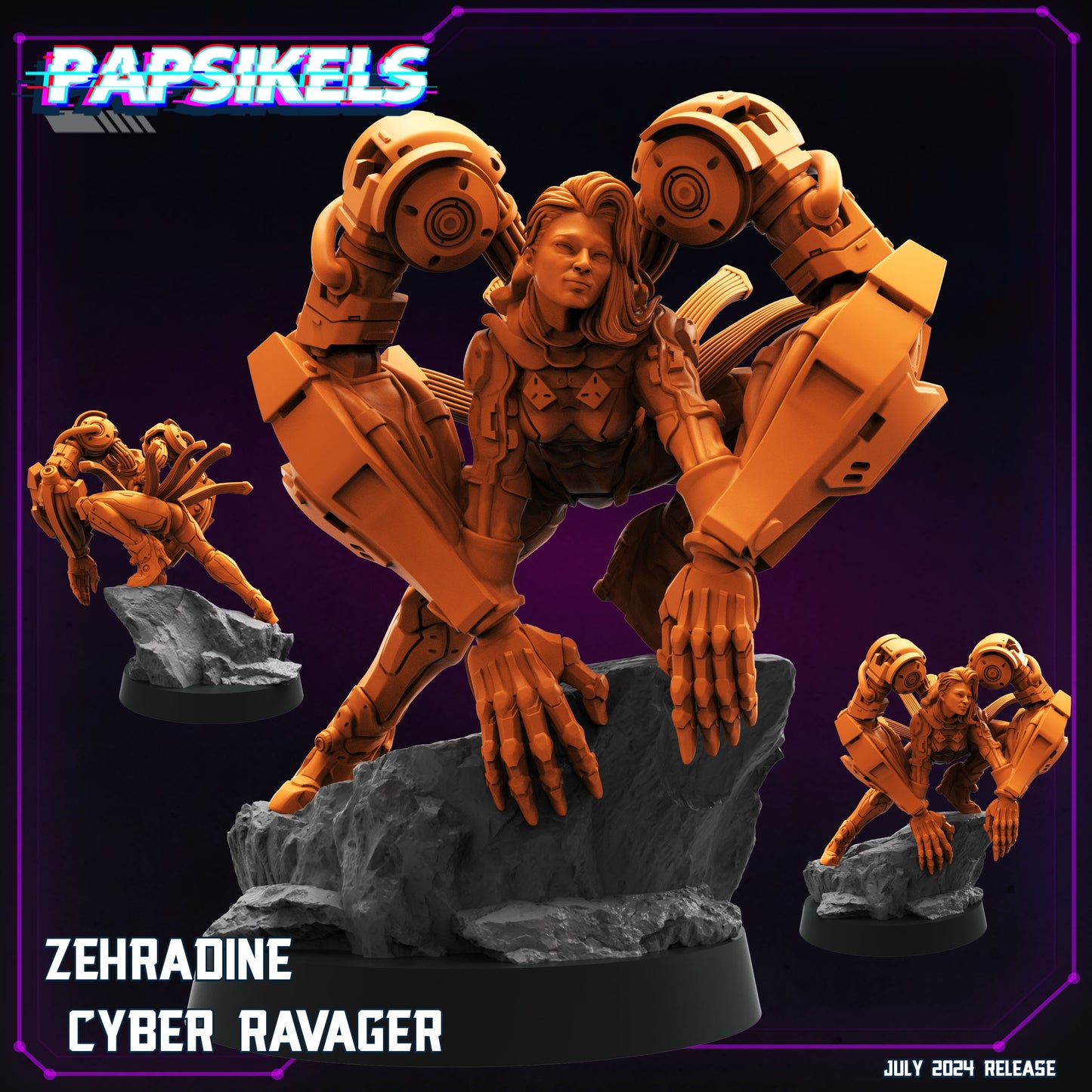 Zehradine cyber revager -  Resin Miniature - Tabletop  miniature - Fantasy Miniature - 32mm - D&D -  Sci-fi Miniature- Papsikel