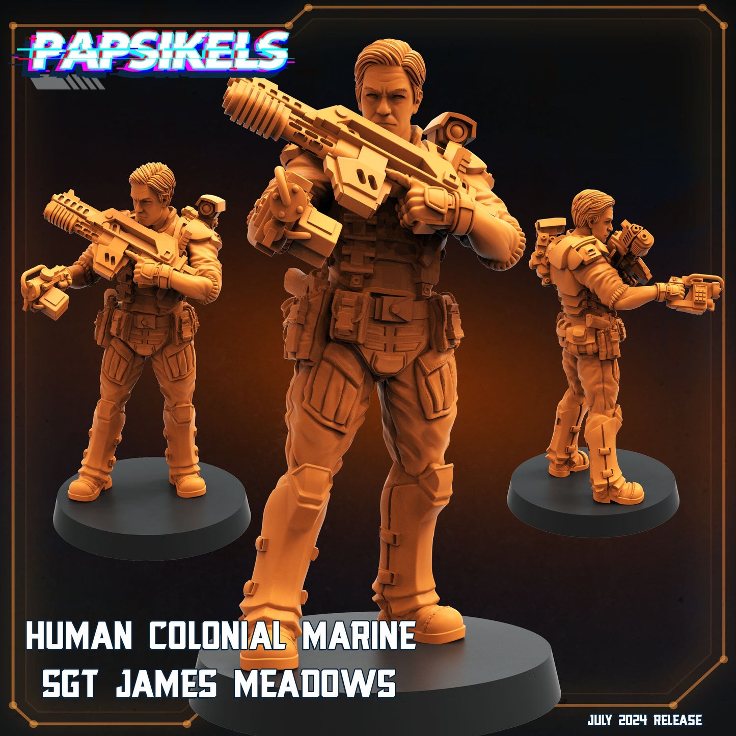 Human Colonial Marines -  Resin Miniature - Tabletop  miniature - Fantasy Miniature - 32mm - D&D -  Sci-fi Miniature- Papsikel