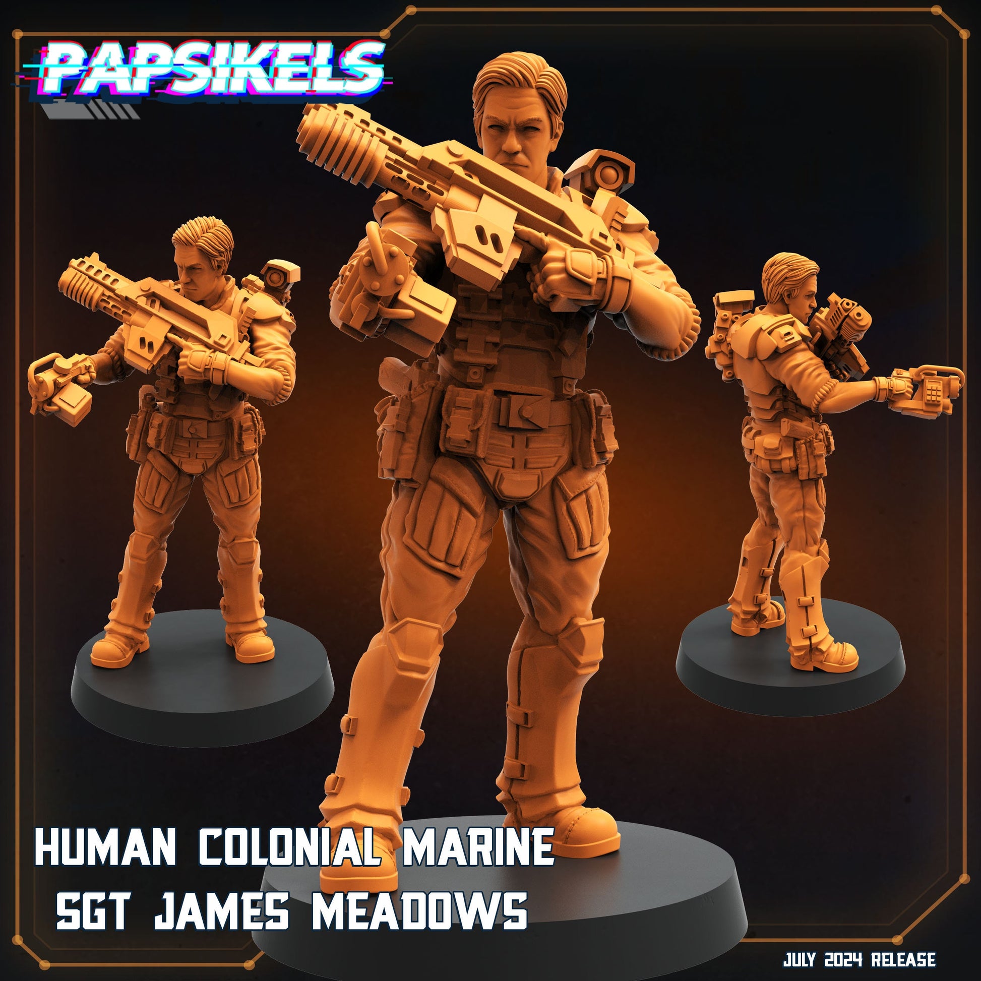 Human Colonial Marines - Resin Miniature - Tabletop miniature - Fantasy Miniature - 32mm - D&D - Sci-fi Miniature- Papsikel