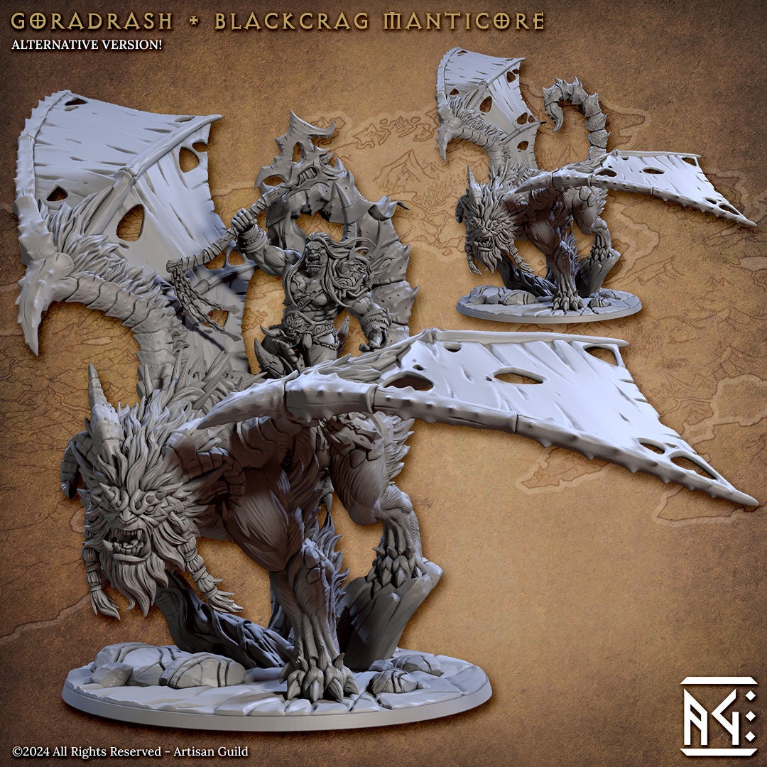 Goradrash Manticore - 3D Printed Miniature - Fantasy Miniature -Tabletop  Miniature - Tabletop Miniature - D&D - Artisan Guild