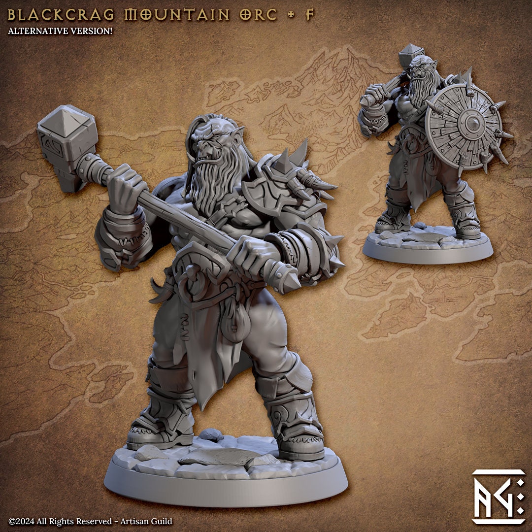 Mountain Orcs - 3D Printed Miniature - Fantasy Miniature -Tabletop Miniature - Tabletop Miniature - D&D - Artisan Guild DnD