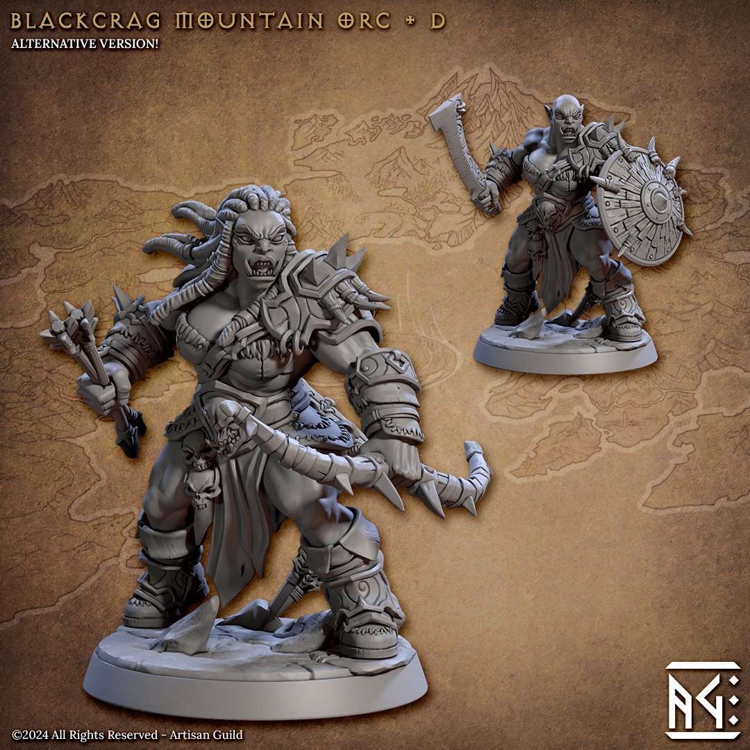 Mountain Orcs - 3D Printed Miniature - Fantasy Miniature -Tabletop Miniature - Tabletop Miniature - D&D - Artisan Guild DnD