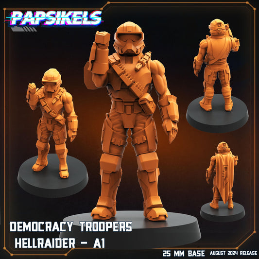 Democracy Troopers Hellraisers -  Resin Miniature - Tabletop  miniature - Fantasy Miniature - 32mm - D&D -  Sci-fi Miniature- Papsikel