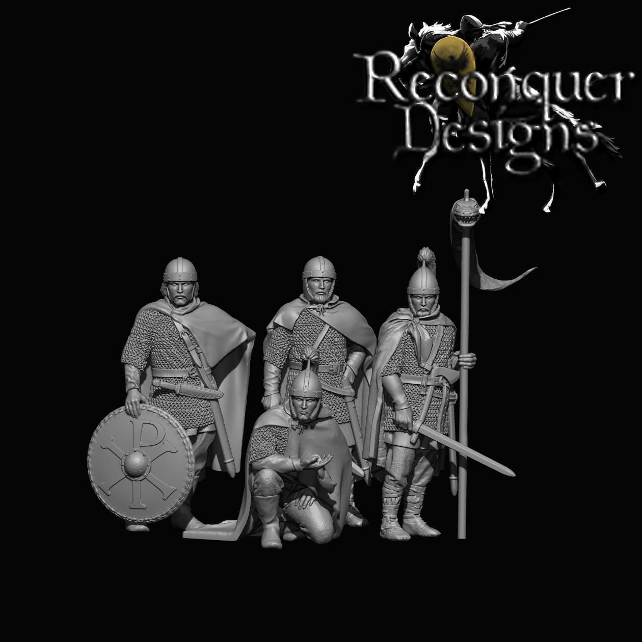 Visigoths Command Group -  Resin Miniature - Tabletop  miniature - Medieval Miniature