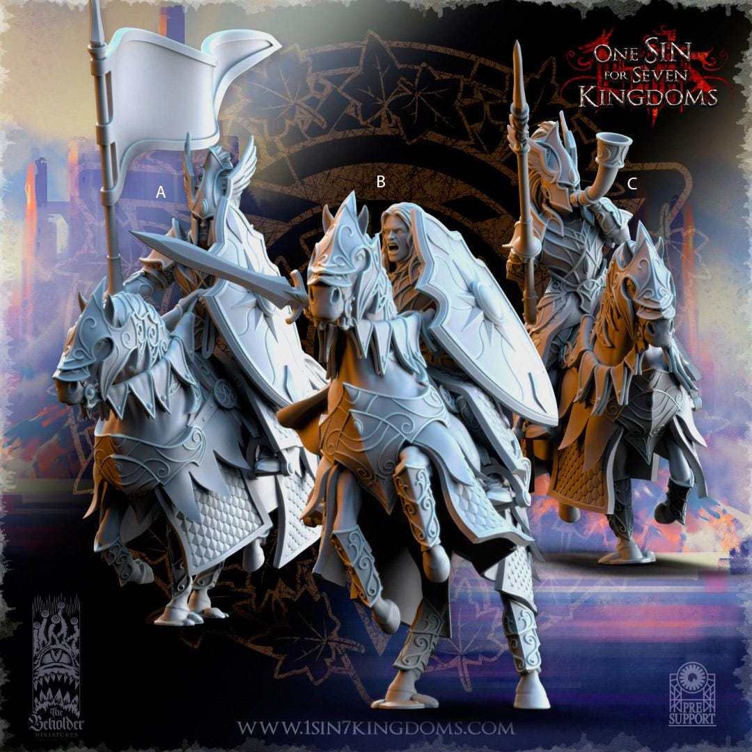 Knights of Ashur Command Group - 3D Printed Miniature - Fantasy Miniature -Tabletop  Miniature - Tabletop Miniature - D&D -