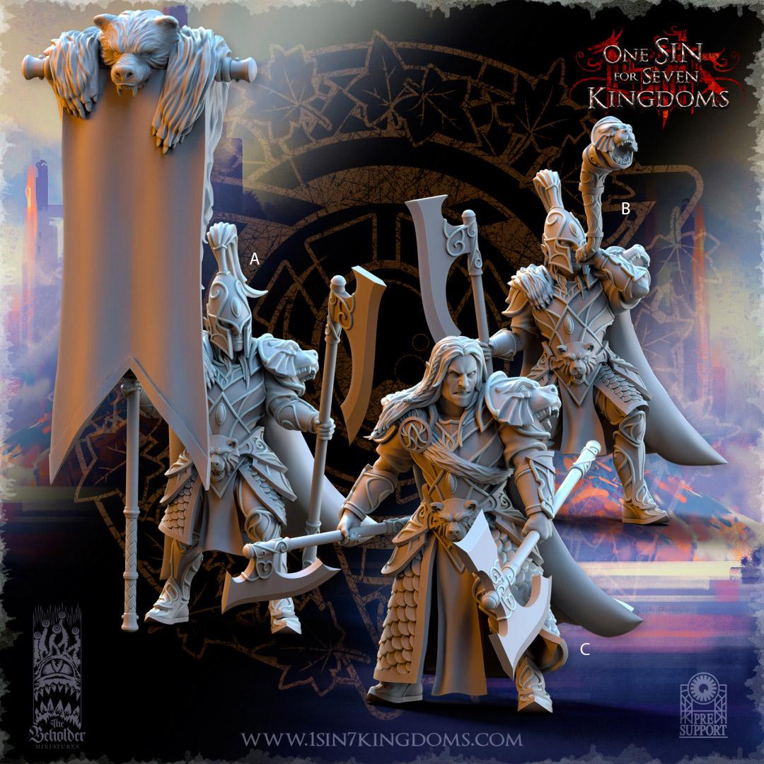 Elves Bear Guardians  Command Group - 3D Printed Miniature - Fantasy Miniature -Tabletop  Miniature - Tabletop Miniature - D&D -