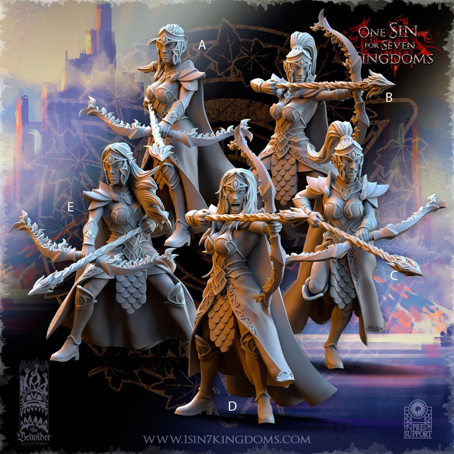 Silvermoor-Elves-Sisterhood-Archers 2 - 3D Printed Miniature - Fantasy Miniature -Tabletop  Miniature - Tabletop Miniature - D&D - DnD