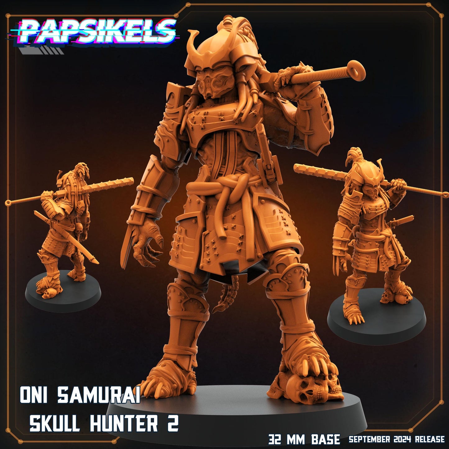 Oni Samurai -  Resin Miniature - Tabletop  miniature - Fantasy Miniature - 32mm - D&D -  Sci-fi Miniature - Papsikel