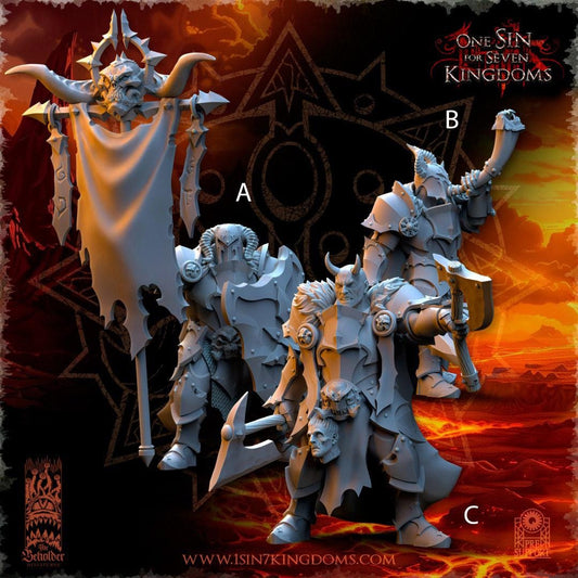 Realms of Mayhem Command Group - 3D Printed Miniature - Fantasy Miniature -Tabletop  Miniature - Tabletop Miniature - D&D -