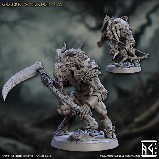 Gobor Warrior - 3D Printed Miniature - Fantasy Miniature -Tabletop Miniature - Tabletop Miniature - D&D - Artisan Guild DnD