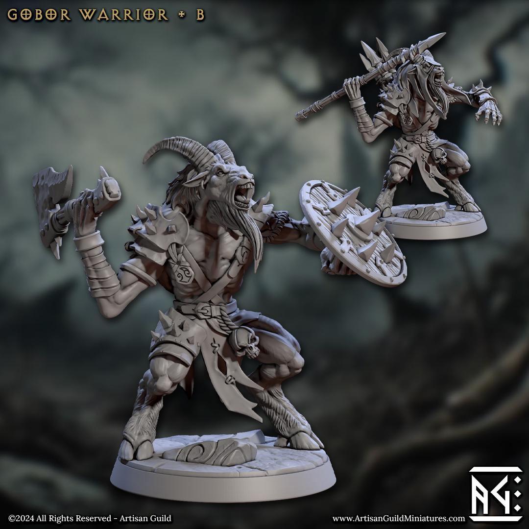 Gobor Warrior - 3D Printed Miniature - Fantasy Miniature -Tabletop Miniature - Tabletop Miniature - D&D - Artisan Guild DnD
