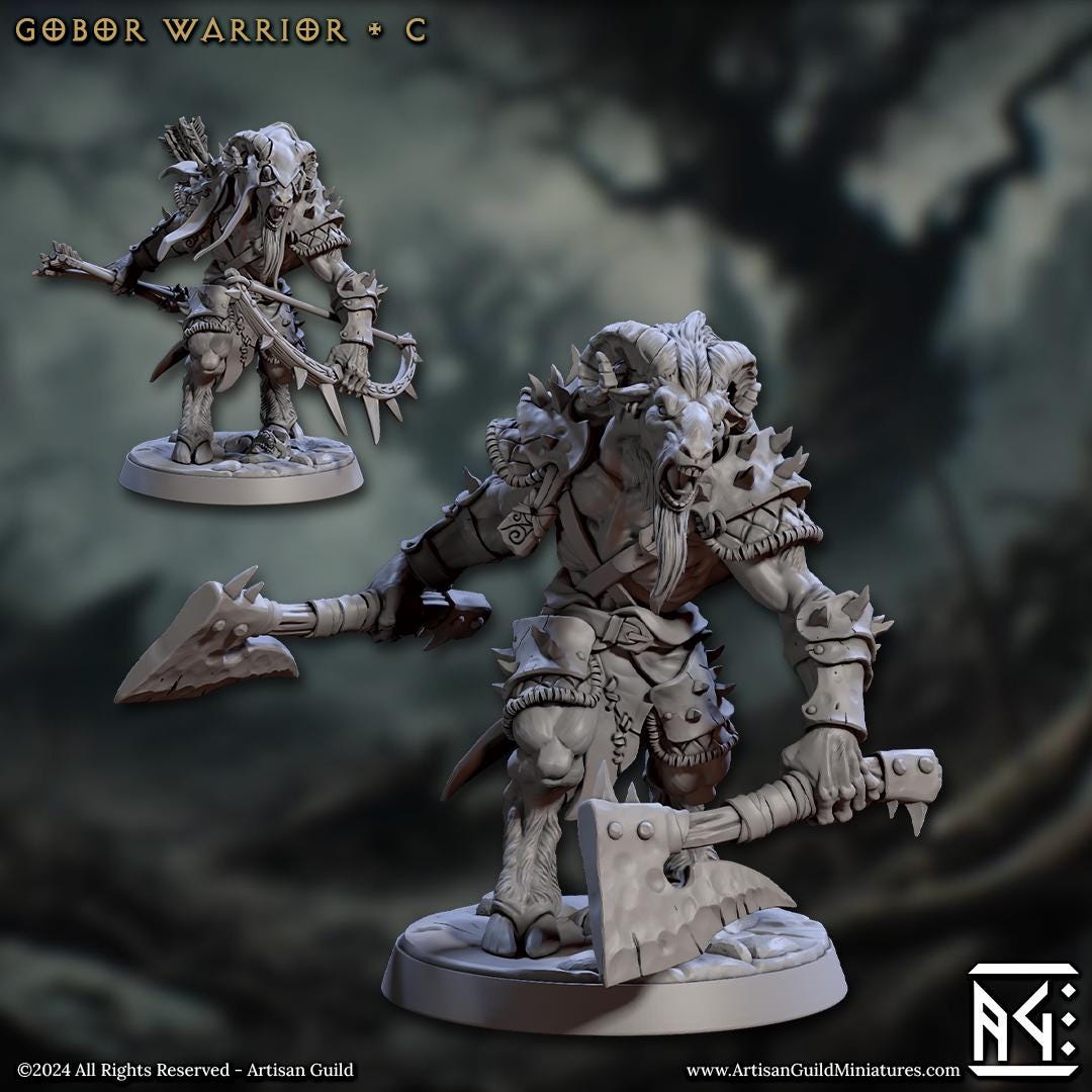 Gobor Warrior - 3D Printed Miniature - Fantasy Miniature -Tabletop  Miniature - Tabletop Miniature - D&D - Artisan Guild DnD