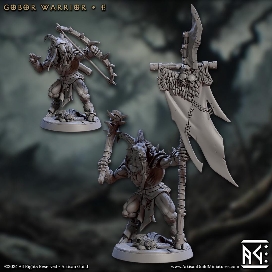 Gobor Warrior - 3D Printed Miniature - Fantasy Miniature -Tabletop Miniature - Tabletop Miniature - D&D - Artisan Guild DnD