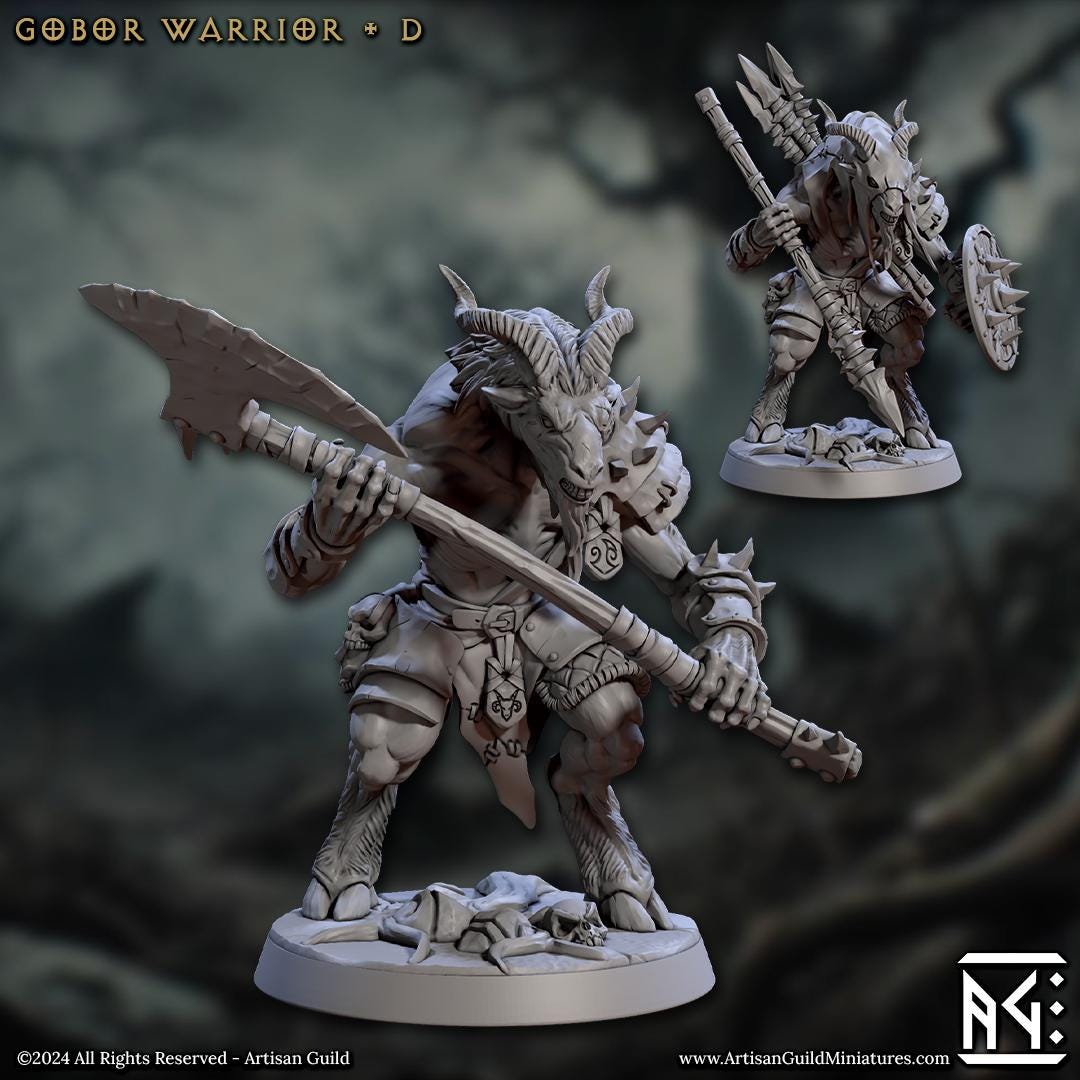 Gobor Warrior - 3D Printed Miniature - Fantasy Miniature -Tabletop Miniature - Tabletop Miniature - D&D - Artisan Guild DnD