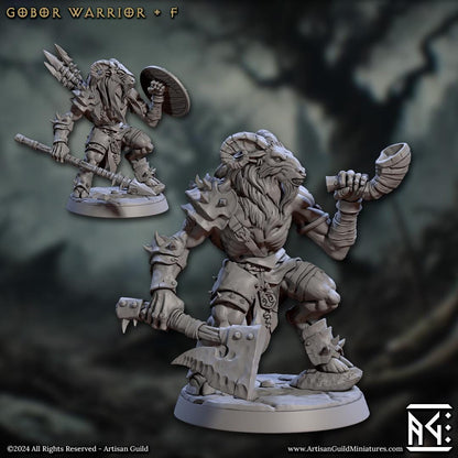 Gobor Warrior - 3D Printed Miniature - Fantasy Miniature -Tabletop Miniature - Tabletop Miniature - D&D - Artisan Guild DnD
