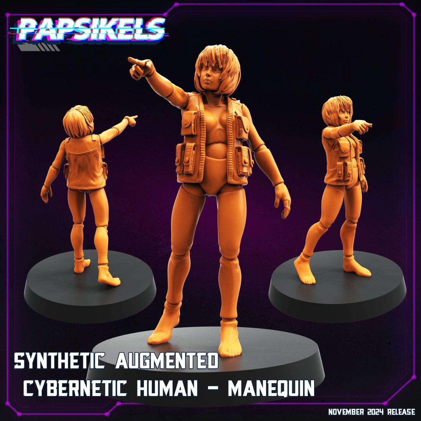 Synthetic Cybernetic Human - Resin Miniature - Tabletop miniature - Fantasy Miniature - 32mm - D&D - Sci-fi Miniature - Papsikel