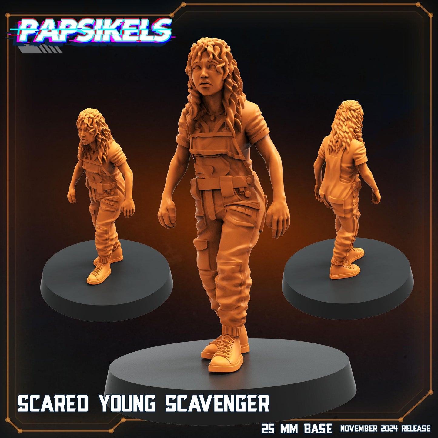 Scared Young Scavenger  -  Resin Miniature - Tabletop  miniature - Fantasy Miniature - 32mm - D&D -  Sci-fi Miniature - Papsikel