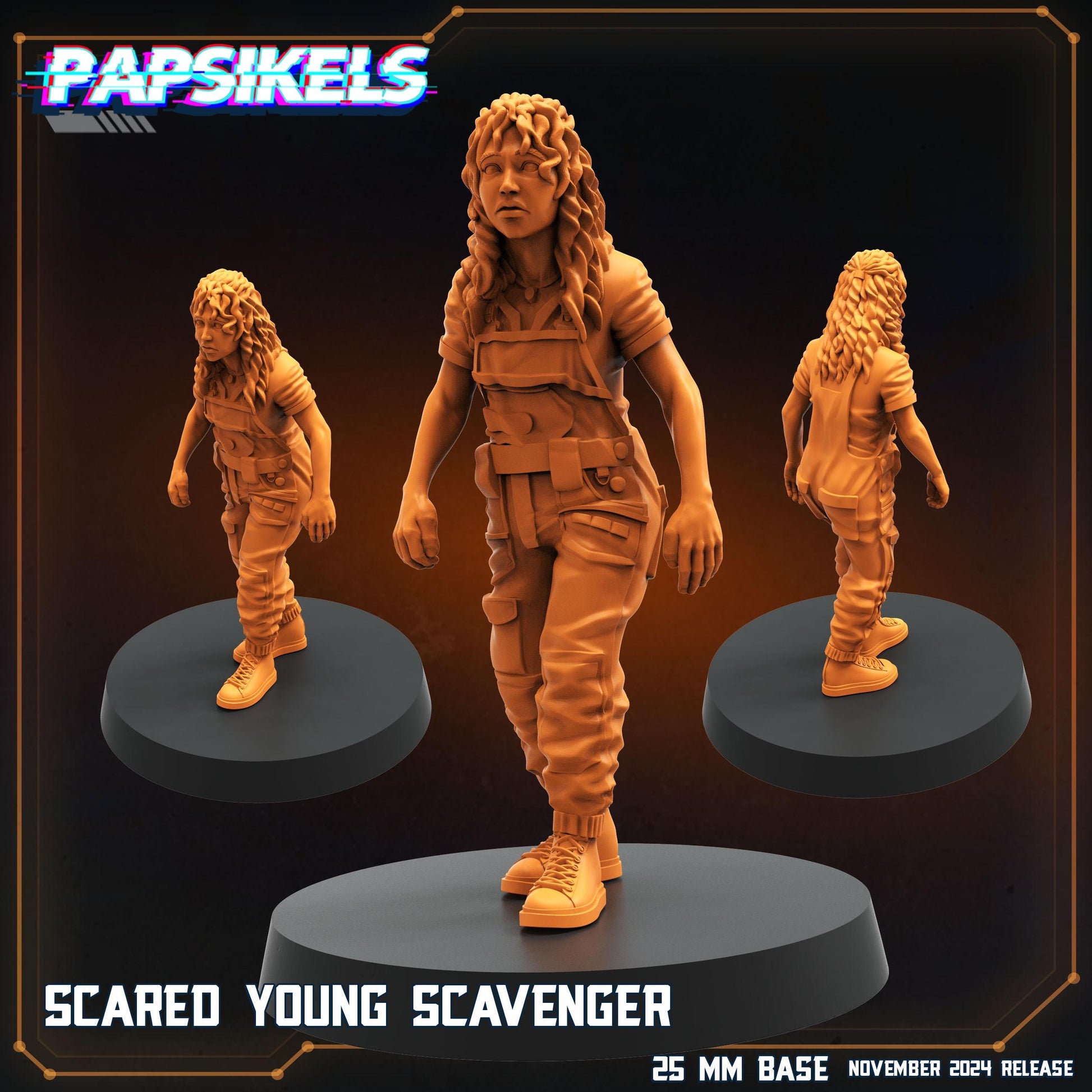 Scared Young Scavenger - Resin Miniature - Tabletop miniature - Fantasy Miniature - 32mm - D&D - Sci-fi Miniature - Papsikel