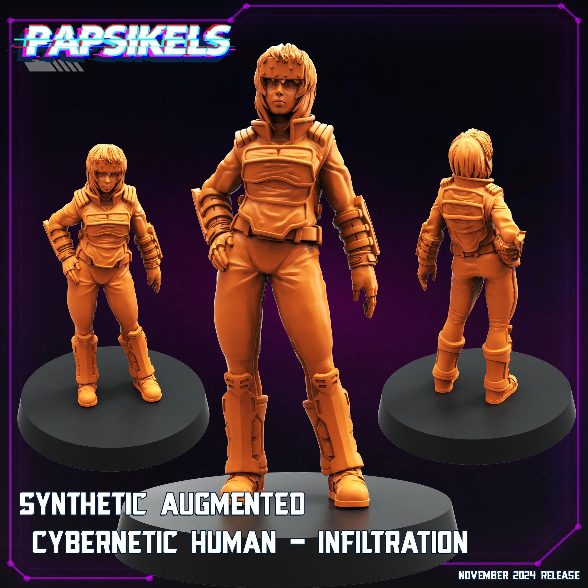 Synthetic Cybernetic Human - Resin Miniature - Tabletop miniature - Fantasy Miniature - 32mm - D&D - Sci-fi Miniature - Papsikel