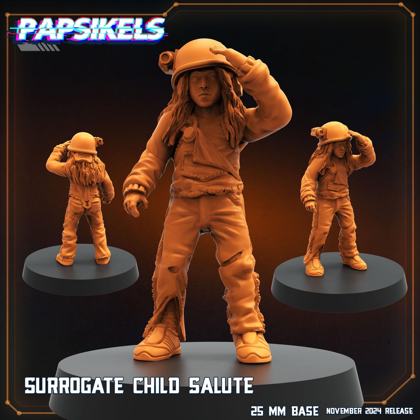 Surrogate Child Salute -  Resin Miniature - Tabletop  miniature - Fantasy Miniature - 32mm - D&D -  Sci-fi Miniature - Papsikel