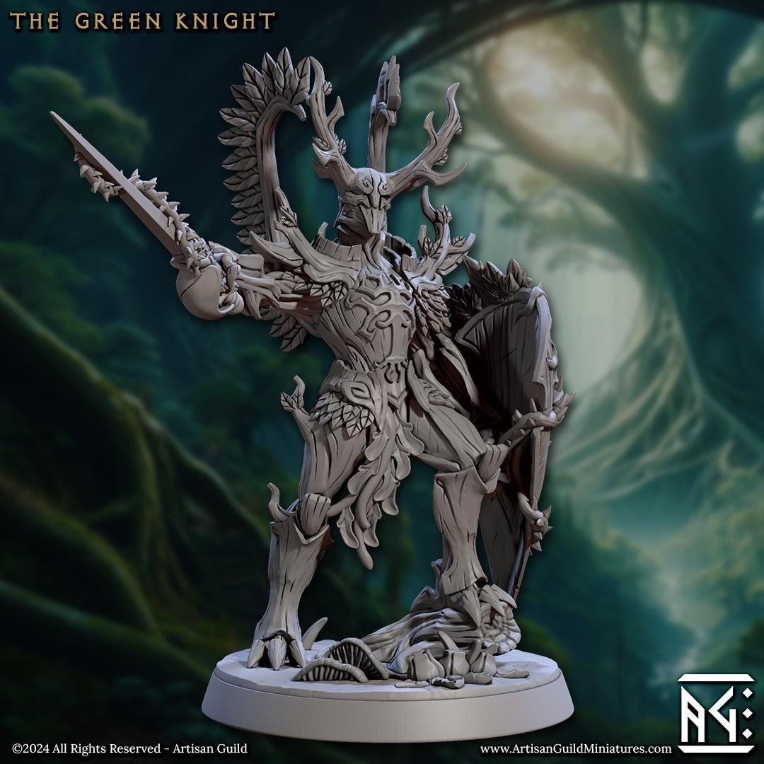 Green Knight - 3D Printed Miniature - Fantasy Miniature -Tabletop Miniature - Tabletop Miniature - D&D - Artisan Guild DnD