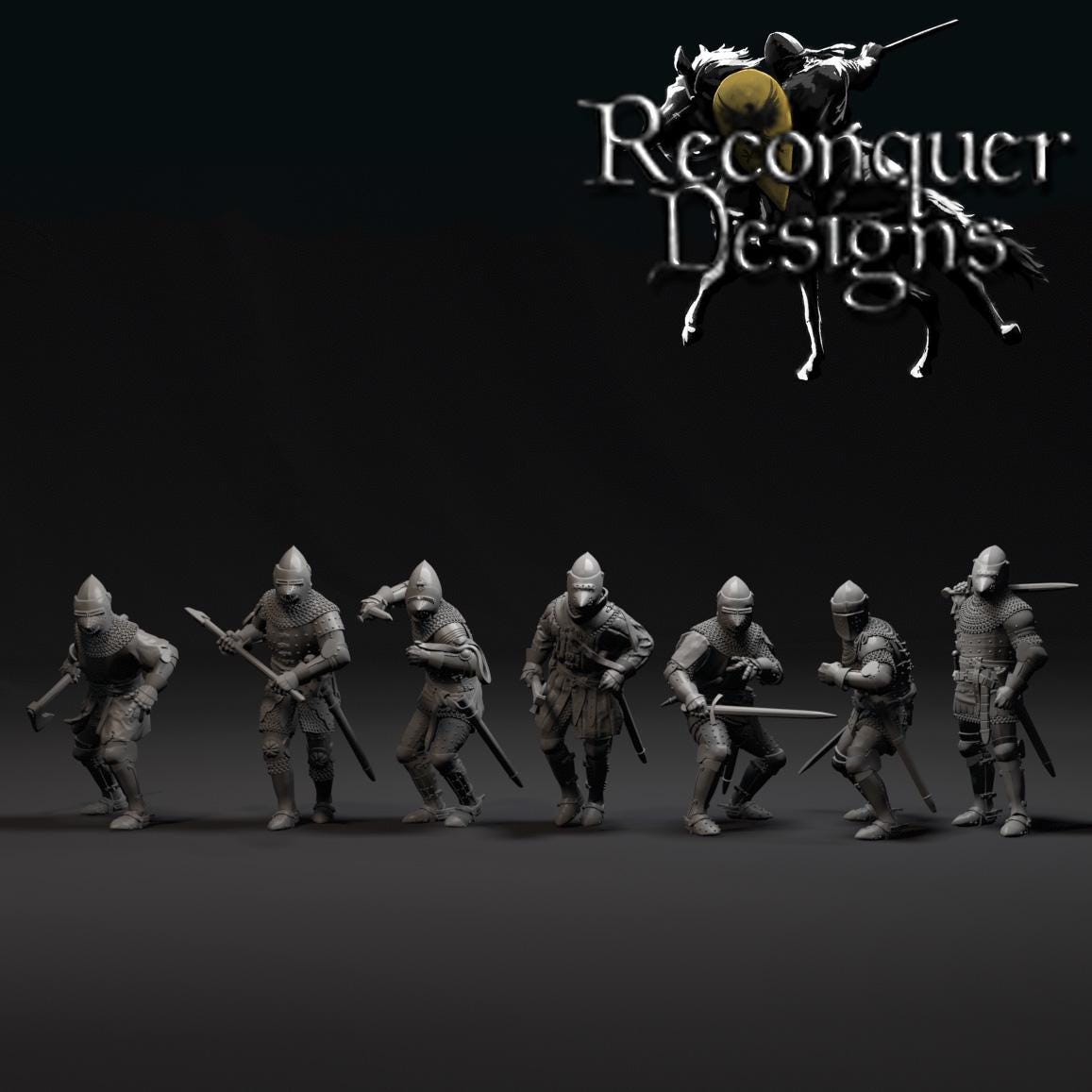 Man at arms Dismounted - Resin Miniature - Tabletop miniature - Medieval Miniature