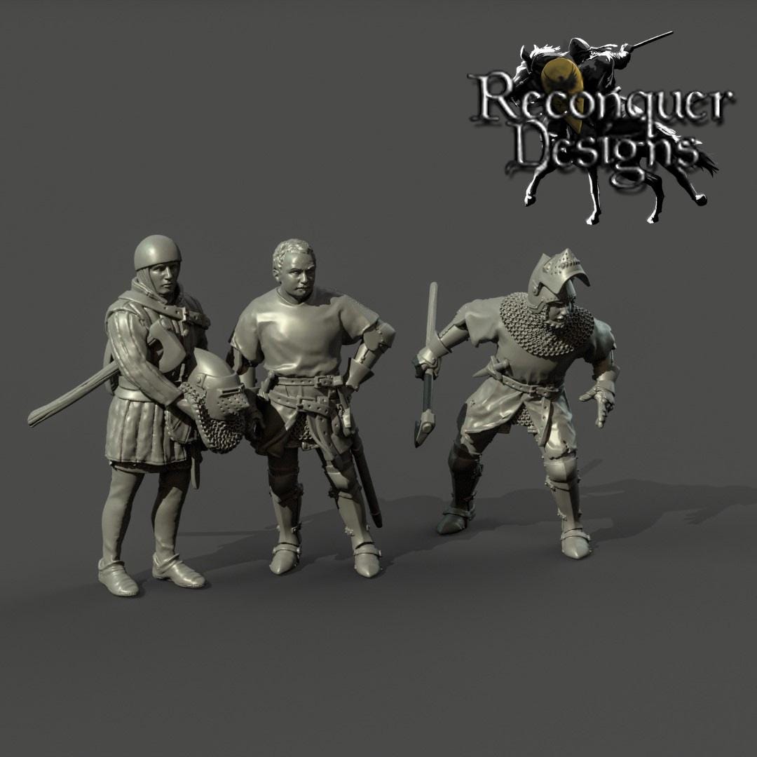 Du Guesclin and squire-  Resin Miniature - Tabletop  miniature - Medieval Miniature