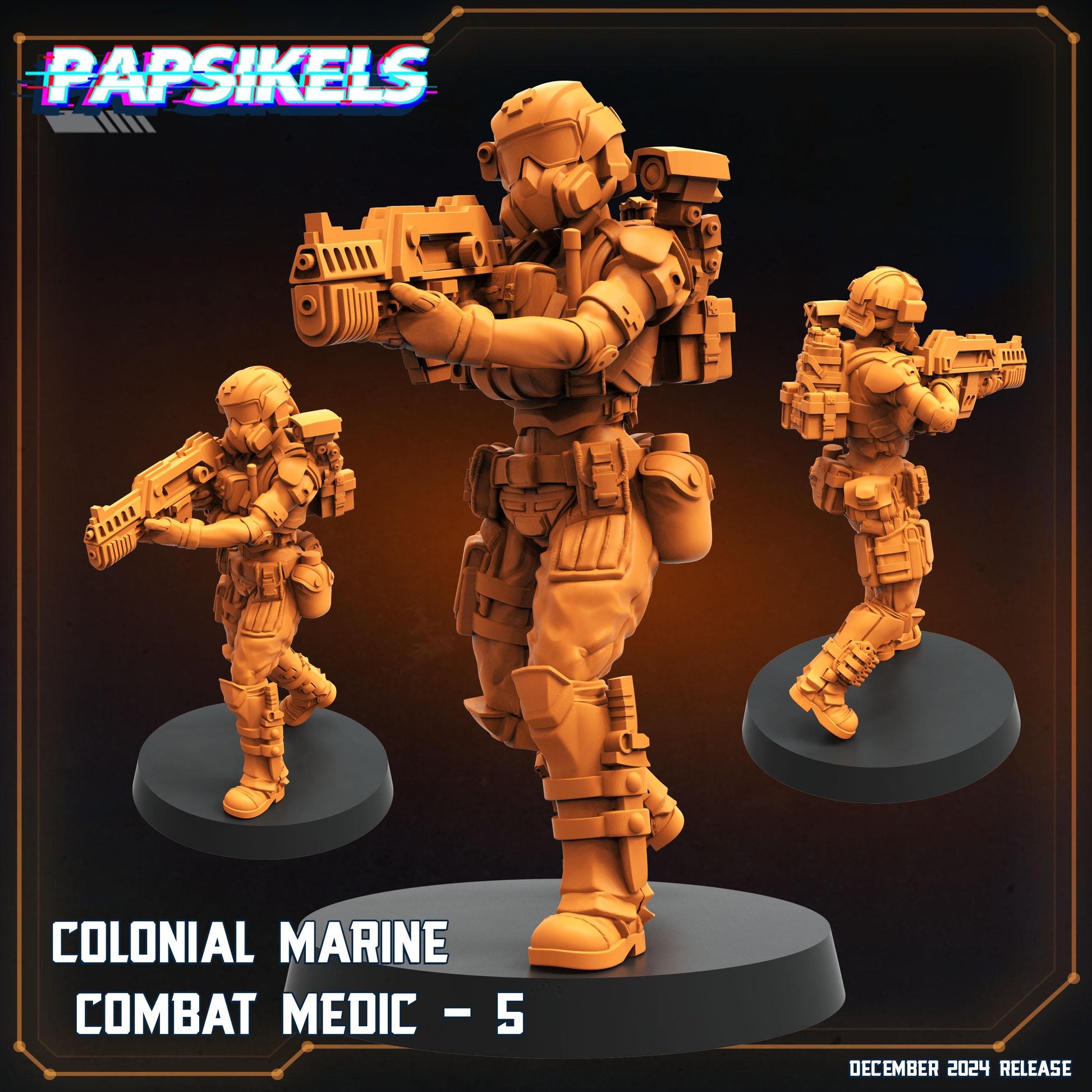 Colonial Marine Medic Team- Resin Miniature - Tabletop miniature - Fantasy Miniature - 32mm - D&D - Sci-fi Miniature- Papsikel