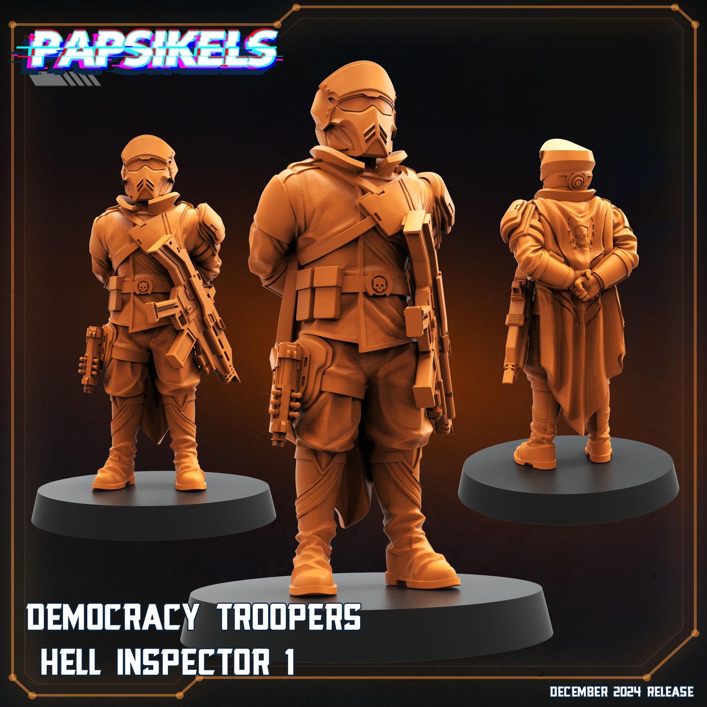 Democracy Trooper hell inspectors -  Resin Miniature - Tabletop  miniature - Fantasy Miniature - 32mm - D&D -  Sci-fi Miniature- Papsikel