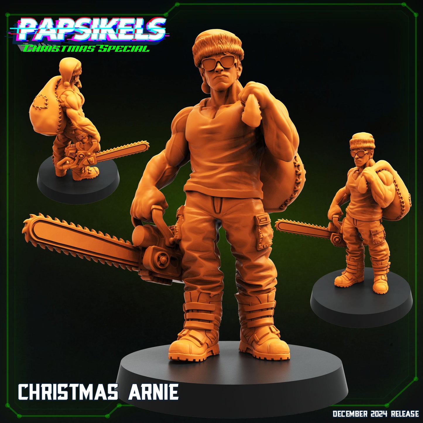 Christmas Arnie -  Resin Miniature - Tabletop  miniature - Fantasy Miniature - 32mm - D&D -  Sci-fi Miniature - Papsikel