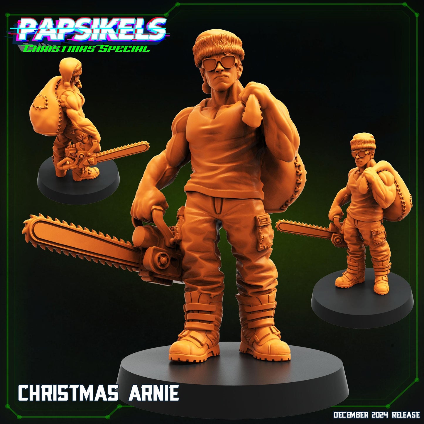 Christmas Arnie - Resin Miniature - Tabletop miniature - Fantasy Miniature - 32mm - D&D - Sci-fi Miniature - Papsikel