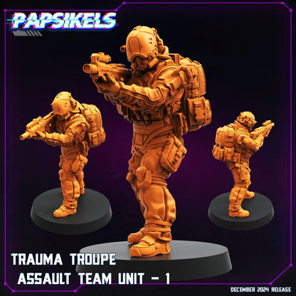 Trauma Troupe Assault Team -  Resin Miniature - Tabletop  miniature - Fantasy Miniature - 32mm - D&D -  Sci-fi Miniature- Papsikel