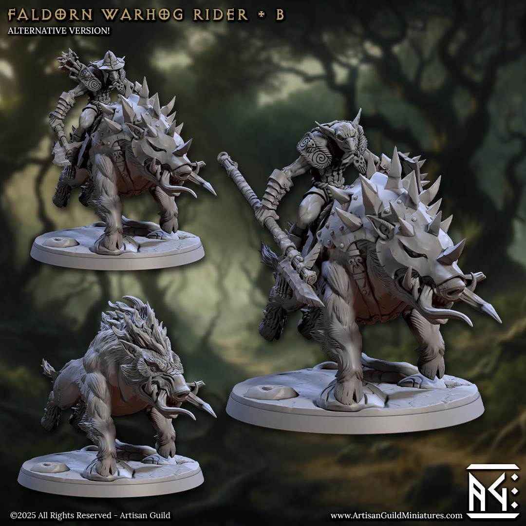 Faldorn Warhogs - 3D Printed Miniature - Fantasy Miniature -Tabletop Miniature - Tabletop Miniature - D&D - Artisan Guild DnD