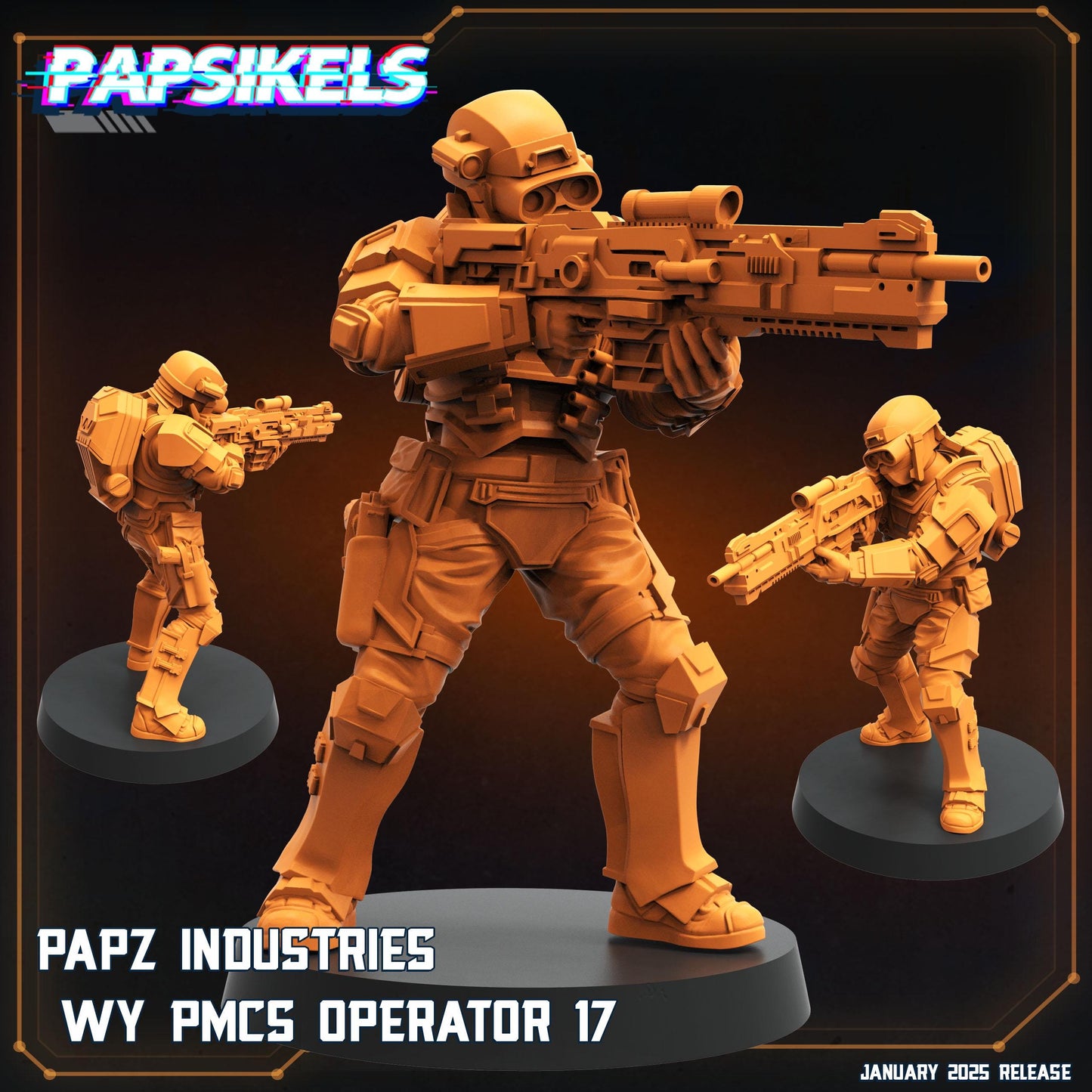PMCS Operators - 3D Printed Miniature - Sci-fi Miniature - Tabletop Miniature - D&D - Papsikel