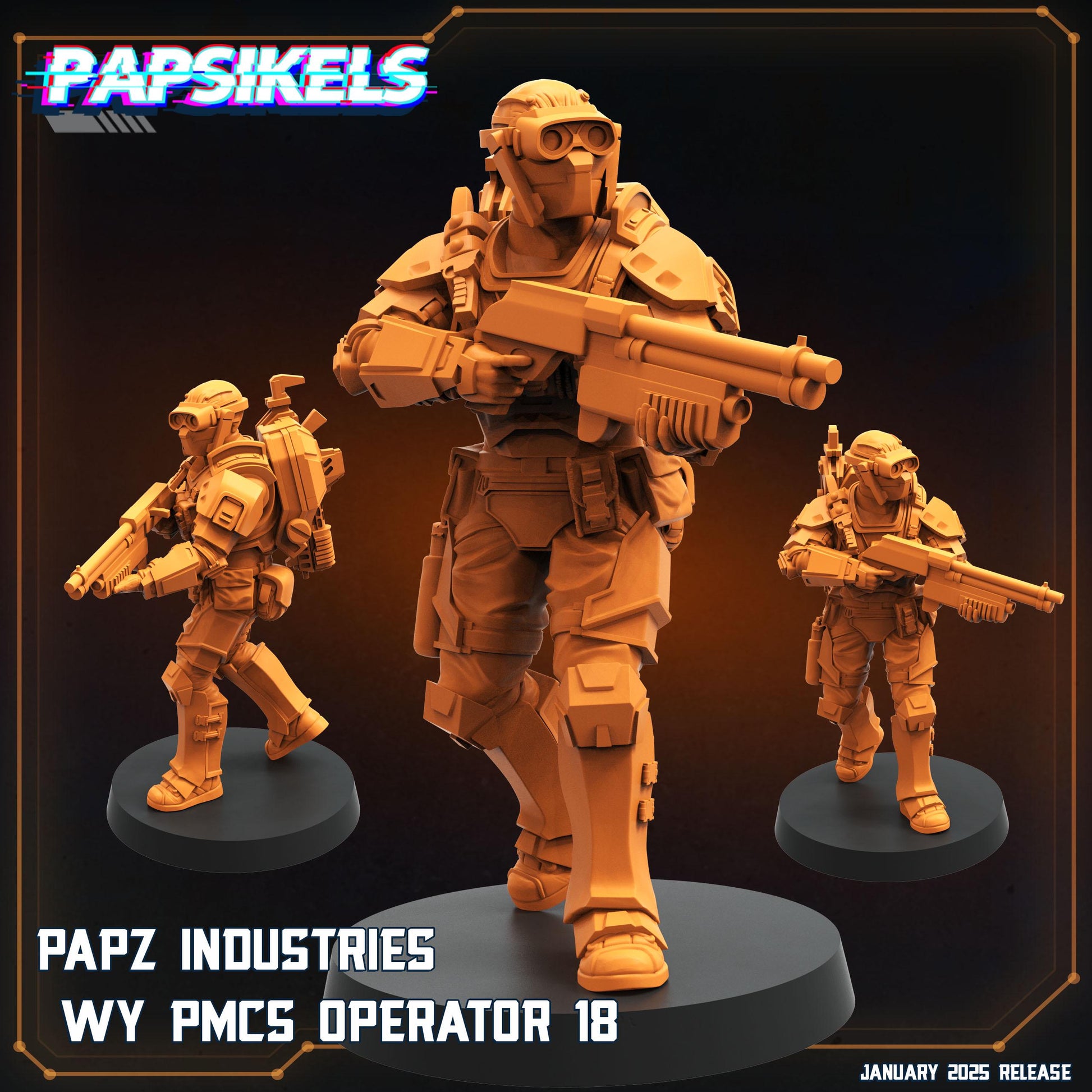 PMCS Operators - 3D Printed Miniature - Sci-fi Miniature - Tabletop Miniature - D&D - Papsikel