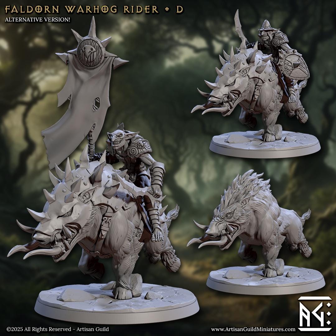 Faldorn Warhogs - 3D Printed Miniature - Fantasy Miniature -Tabletop Miniature - Tabletop Miniature - D&D - Artisan Guild DnD