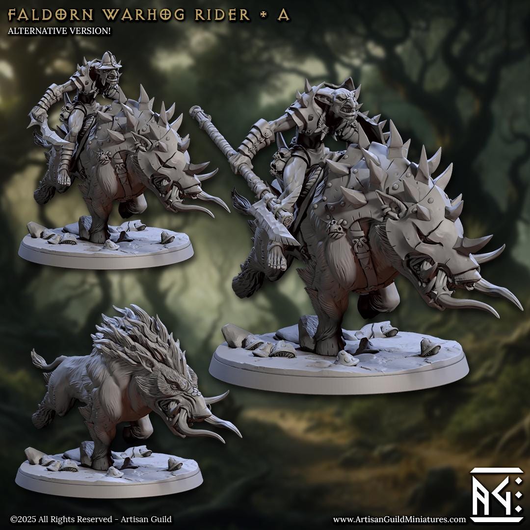 Faldorn Warhogs - 3D Printed Miniature - Fantasy Miniature -Tabletop Miniature - Tabletop Miniature - D&D - Artisan Guild DnD