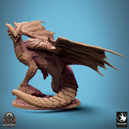 Copper Dragon - Hollowed - Resin Miniature - Tabletop miniature - Fantasy Miniature - 32mm - D&D - Sci-fi Miniature - Rescale DnD