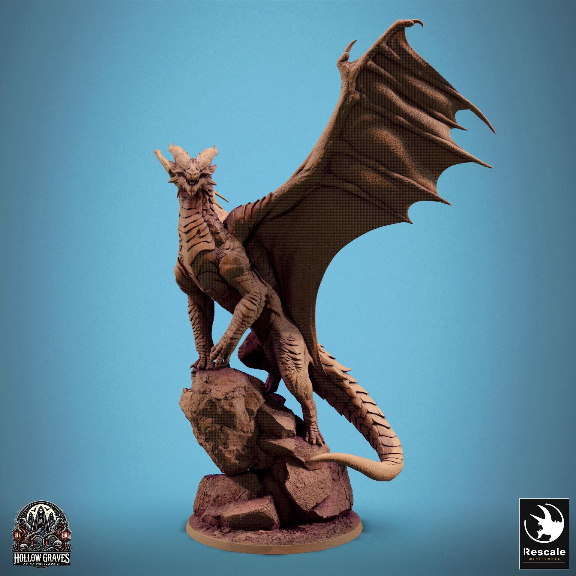 Copper Dragon - Hollowed - Resin Miniature - Tabletop miniature - Fantasy Miniature - 32mm - D&D - Sci-fi Miniature - Rescale DnD