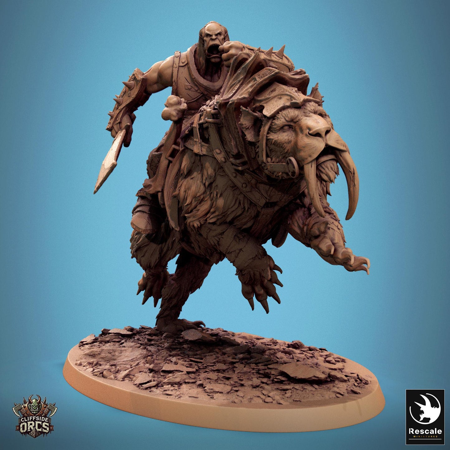 Sabertooth Mounted - Resin Miniature - Tabletop miniature - Fantasy Miniature - 32mm - D&D - Sci-fi Miniature - Papsikel DnD