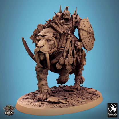 Sabertooth Mounted -  Resin Miniature - Tabletop  miniature - Fantasy Miniature - 32mm - D&D -  Sci-fi Miniature - Papsikel