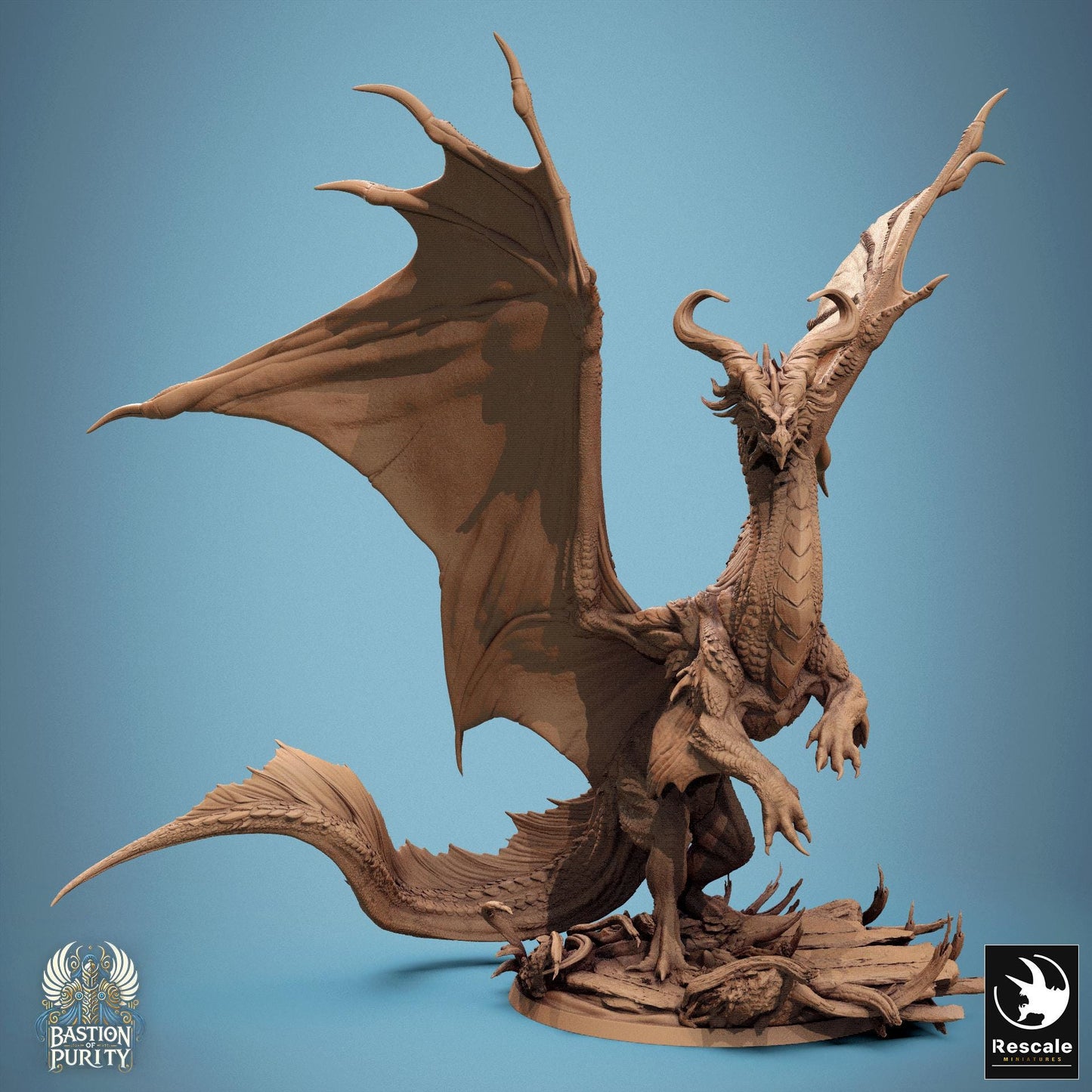 Bronze Dragon  - Hollowed -  Resin Miniature - Tabletop  miniature - Fantasy Miniature - 32mm - D&D -  Sci-fi Miniature - Rescale