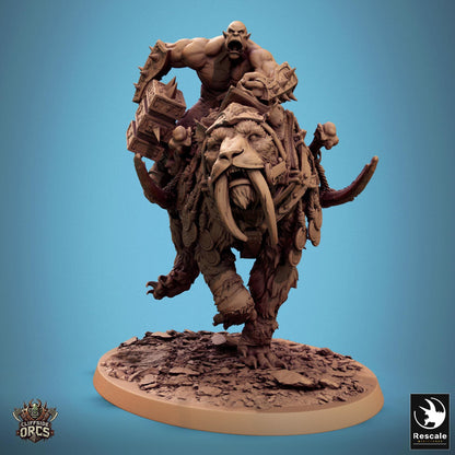 Sabertooth Mounted -  Resin Miniature - Tabletop  miniature - Fantasy Miniature - 32mm - D&D -  Sci-fi Miniature - Papsikel