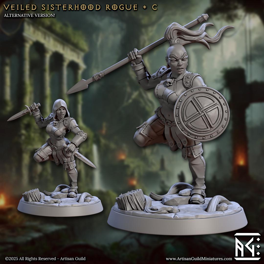 Veiled Sisters - 3D Printed Miniature - Fantasy Miniature -Tabletop Miniature - Tabletop Miniature - D&D - Artisan Guild DnD