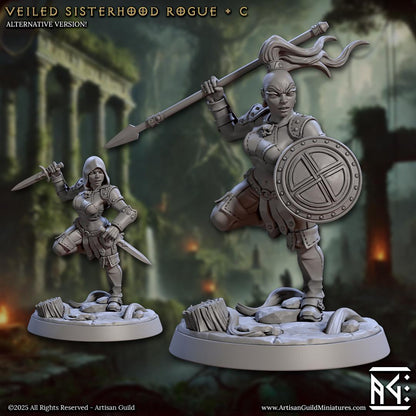Veiled Sisters - 3D Printed Miniature - Fantasy Miniature -Tabletop Miniature - Tabletop Miniature - D&D - Artisan Guild DnD